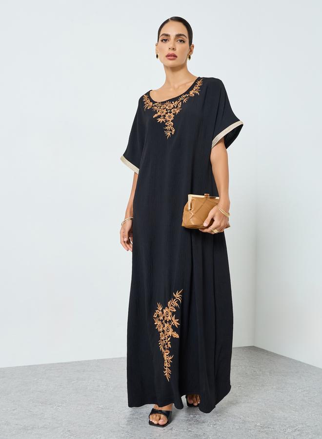 Take Two Women Floral Patch Detail Round Neck Jalabiya - Image 3